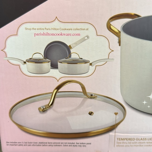 Paris Hilton White Dutch Oven with Glass Lid - Picture 5 of 9